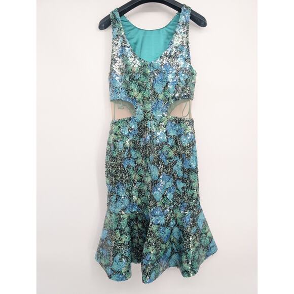 CDGNY by CD Greene Sequined Butterfly Mini Dress Size 4 Green $2250 #2J416 - Picture 6 of 11